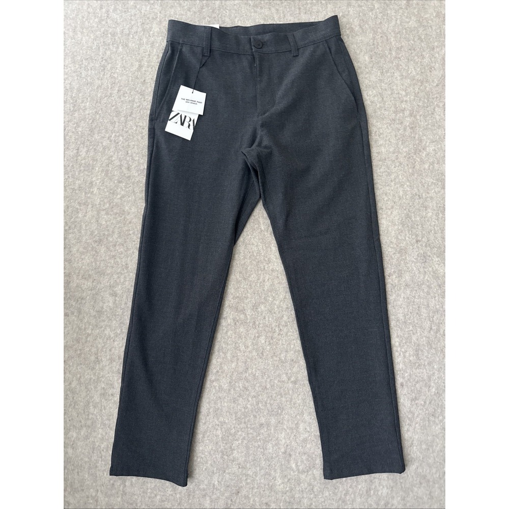 Zara Melange Pant Mens 29x28 Gray Bi Stretch Athletic Slim Fit New